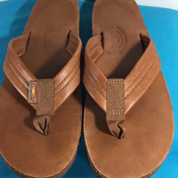 rainbow flip flops double layer
